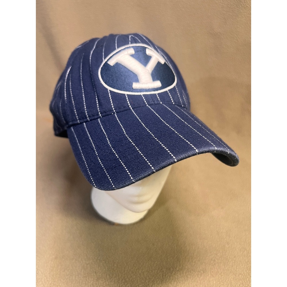 BYU Cougars Top of the World Navy Blue Pinstripe‎ One Fit Baseball Cap Hat Mens